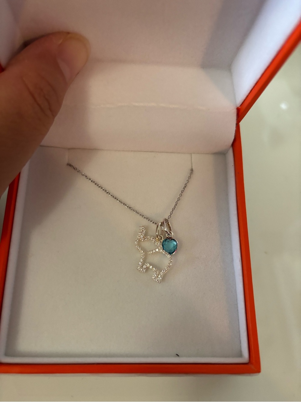 Persona Silver Elephant Pendant Necklace with Blue Heart Charm